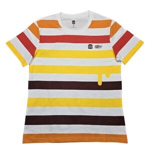 Burger King Dr Pepper Shirt Mens Small Multicolor Striped Graphic Tee Soda